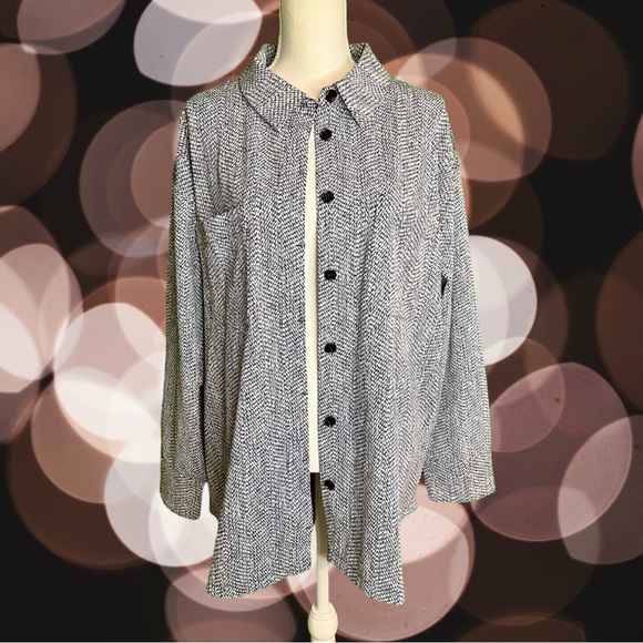 NWT Athleta ‘Textured Shirt Jacket’ in “Braiden Black & White” Size XL - Picture 10 of 16